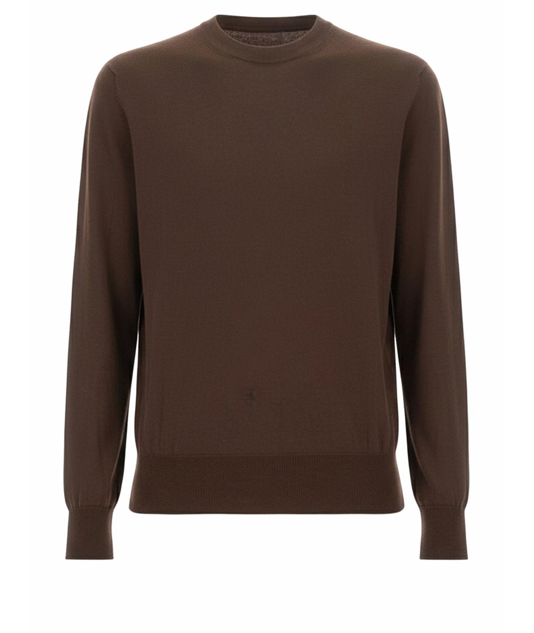 PT TORINO Коричневый шерстяной джемпер / свитер, фото 1