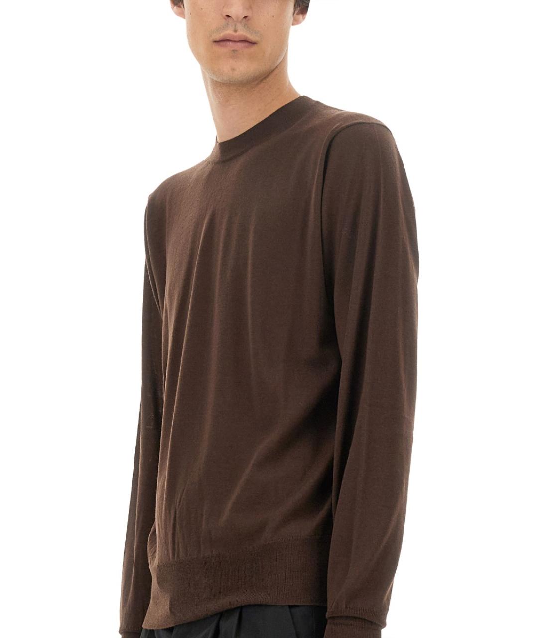 PT TORINO Коричневый шерстяной джемпер / свитер, фото 4