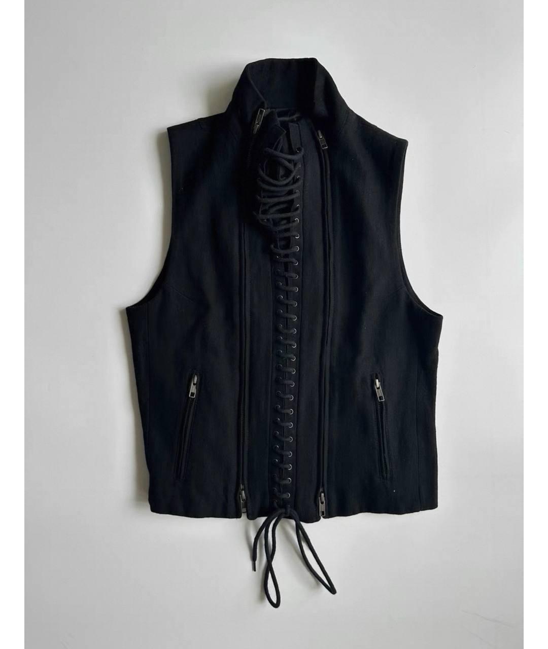 ANN DEMEULEMEESTER Черный хлопковый жилет, фото 7