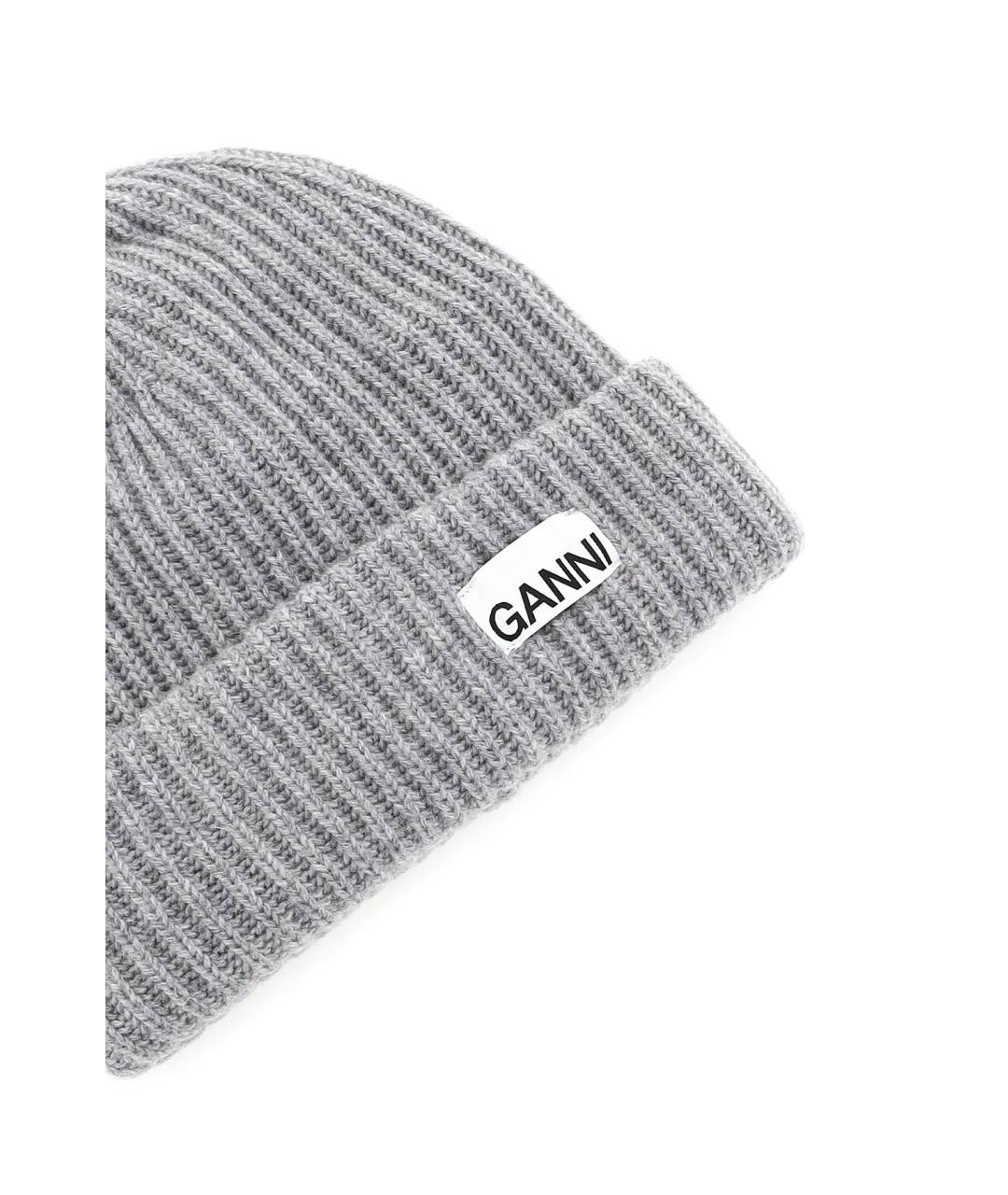 GANNI Серая шерстяная шапка, фото 4