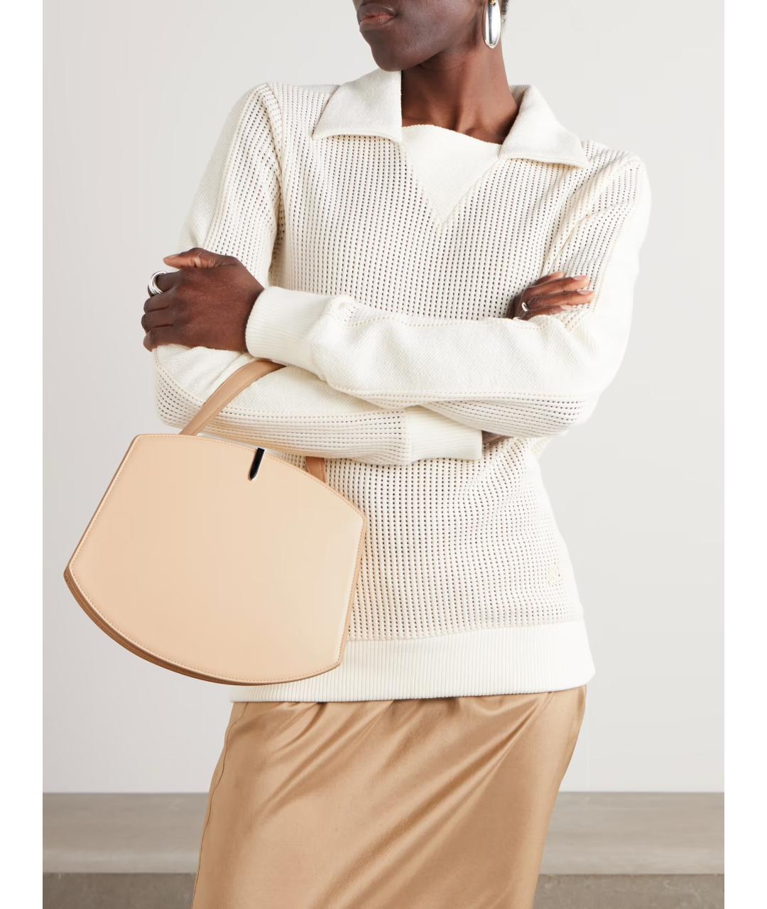 Savette Бежевая кожаная сумка с короткими ручками, фото 2