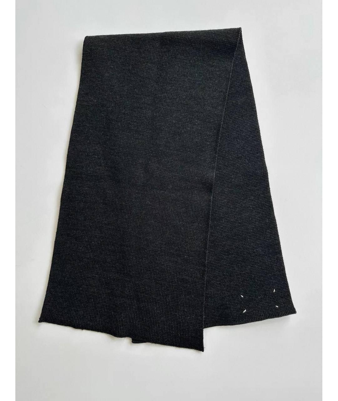 MAISON MARGIELA Черный шерстяной шарф, фото 3