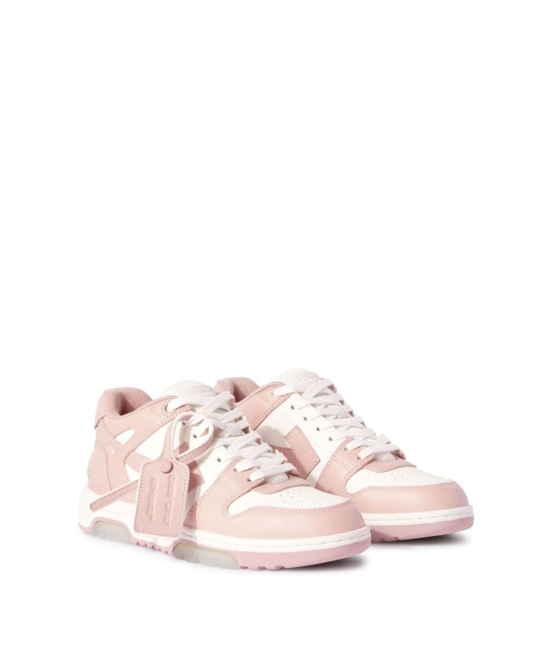 OFF-WHITE Розовые кожаные кеды, фото 4