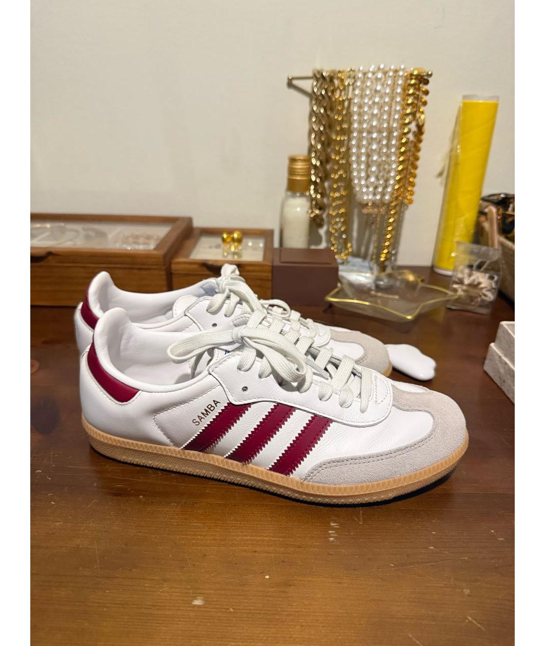 ADIDAS Бордовые кожаные кеды, фото 2