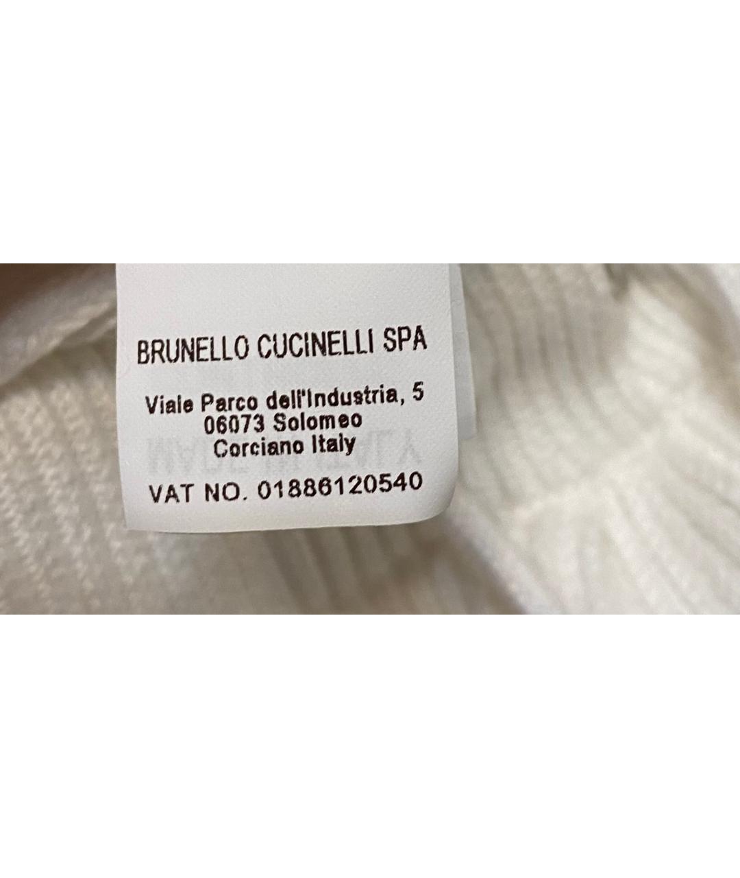 BRUNELLO CUCINELLI Белые хлопковые брюки широкие, фото 6