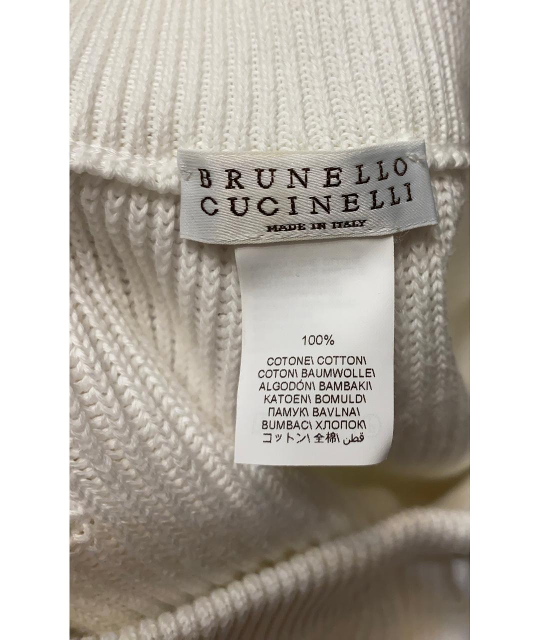 BRUNELLO CUCINELLI Белые хлопковые брюки широкие, фото 5