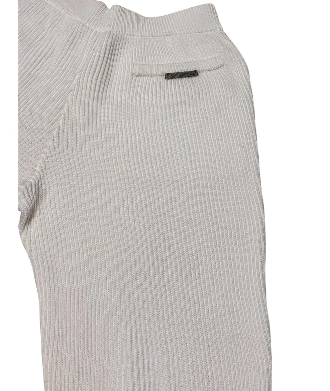 BRUNELLO CUCINELLI Белые хлопковые брюки широкие, фото 3
