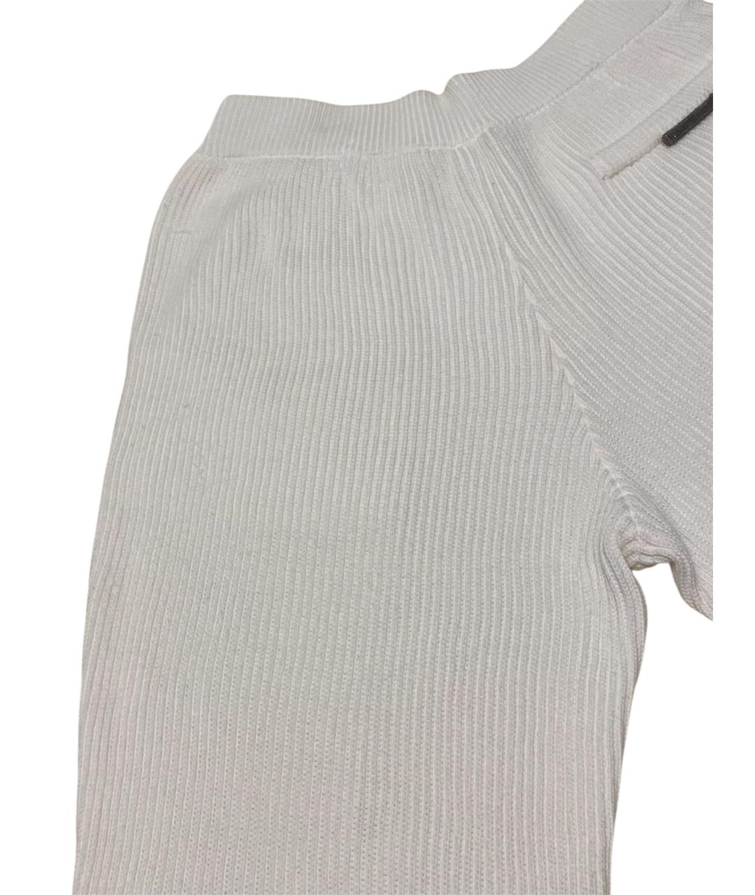 BRUNELLO CUCINELLI Белые хлопковые брюки широкие, фото 4