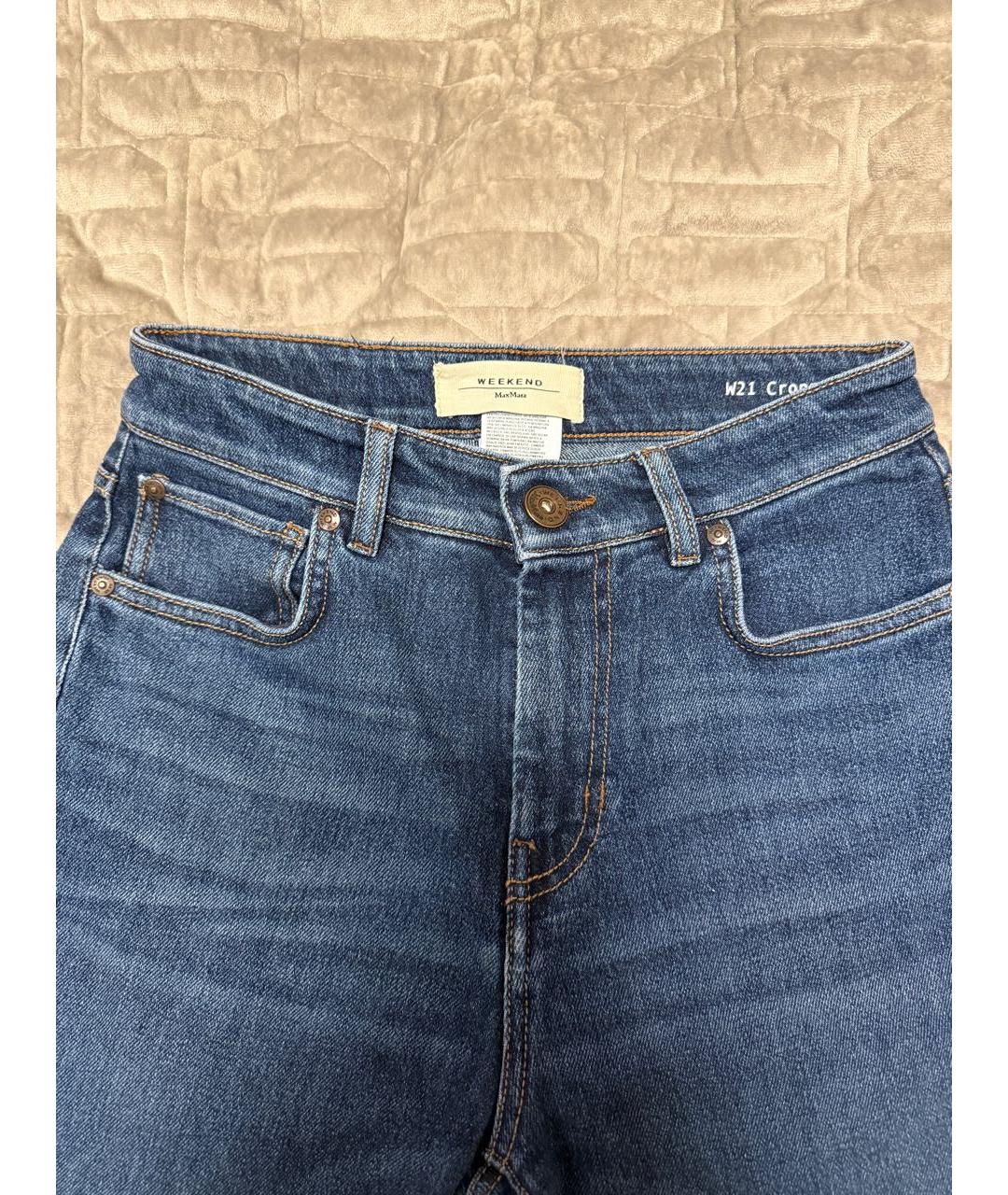 WEEKEND MAX MARA Темно-синие хлопко-полиэстеровые прямые джинсы, фото 3