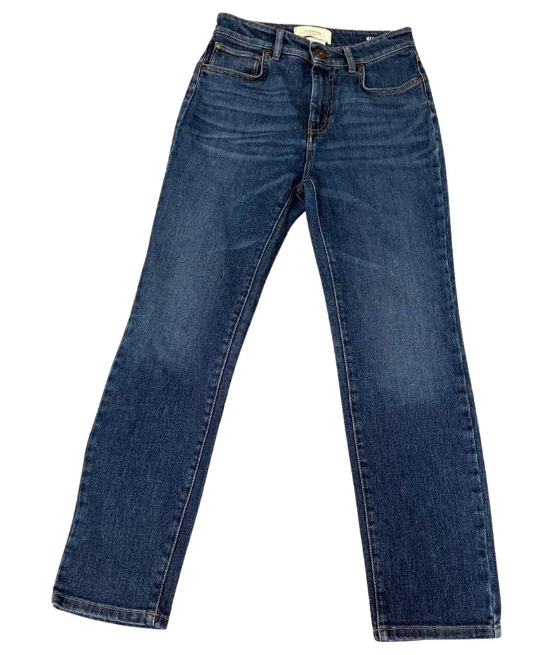 WEEKEND MAX MARA Темно-синие хлопко-полиэстеровые прямые джинсы, фото 1