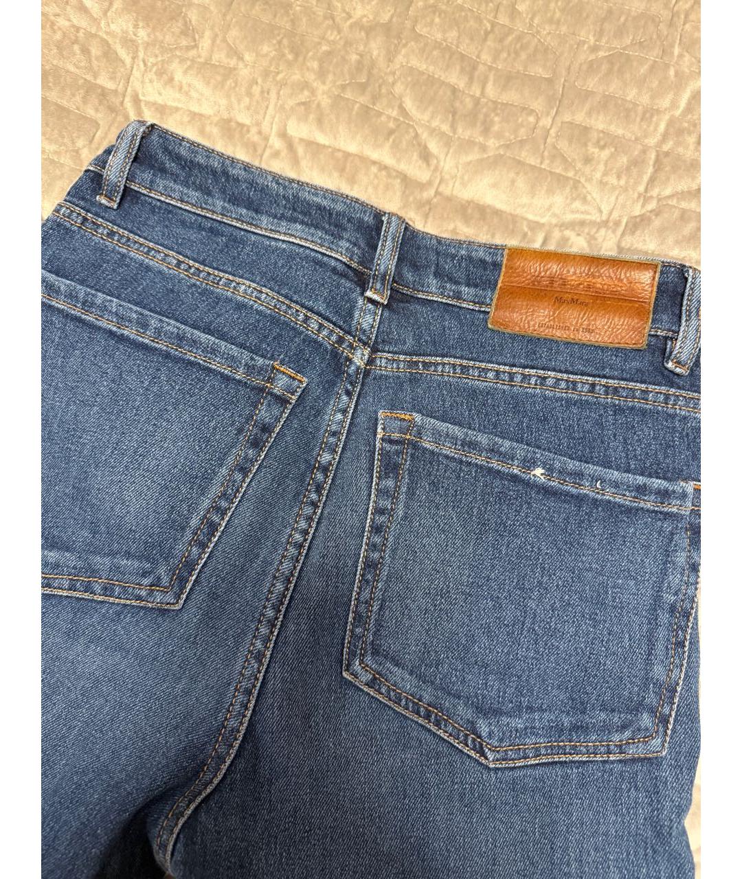 WEEKEND MAX MARA Темно-синие хлопко-полиэстеровые прямые джинсы, фото 4