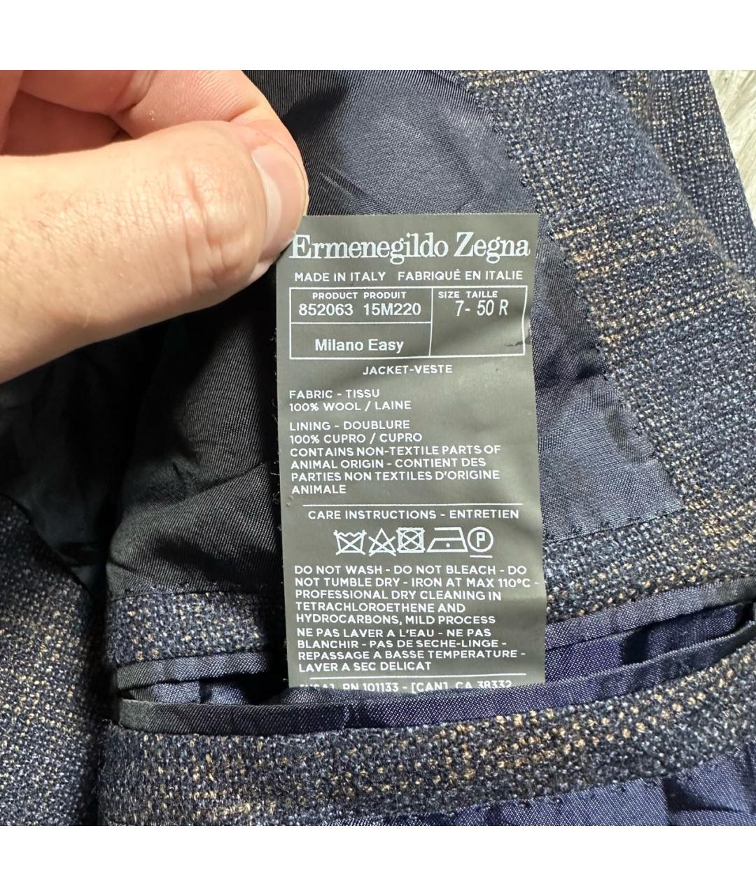 ERMENEGILDO ZEGNA XXX Темно-синий шерстяной пиджак, фото 6
