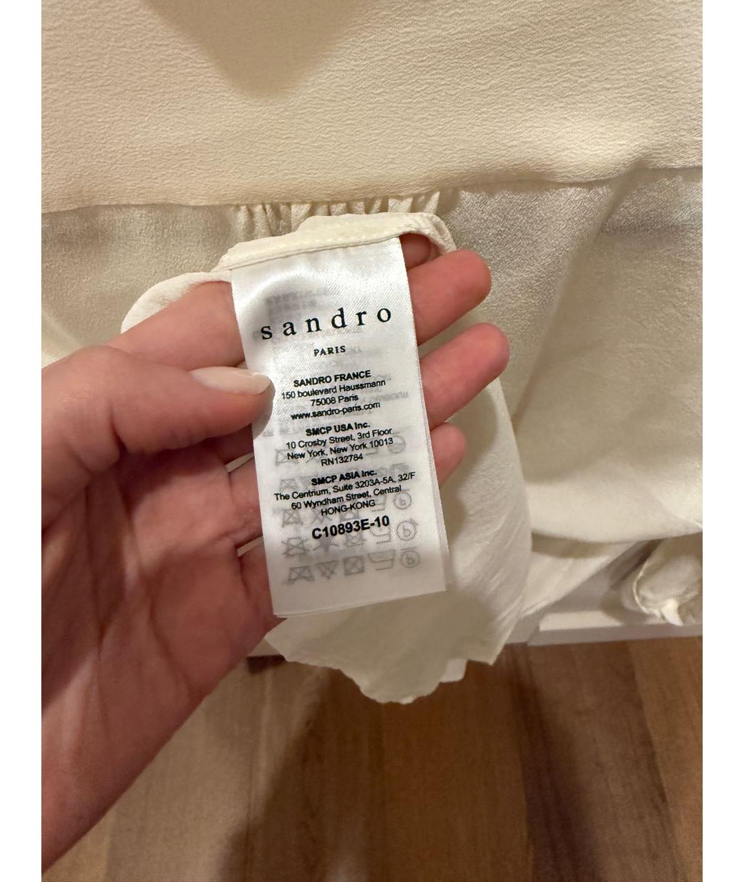 SANDRO Белая шелковая блузы, фото 5