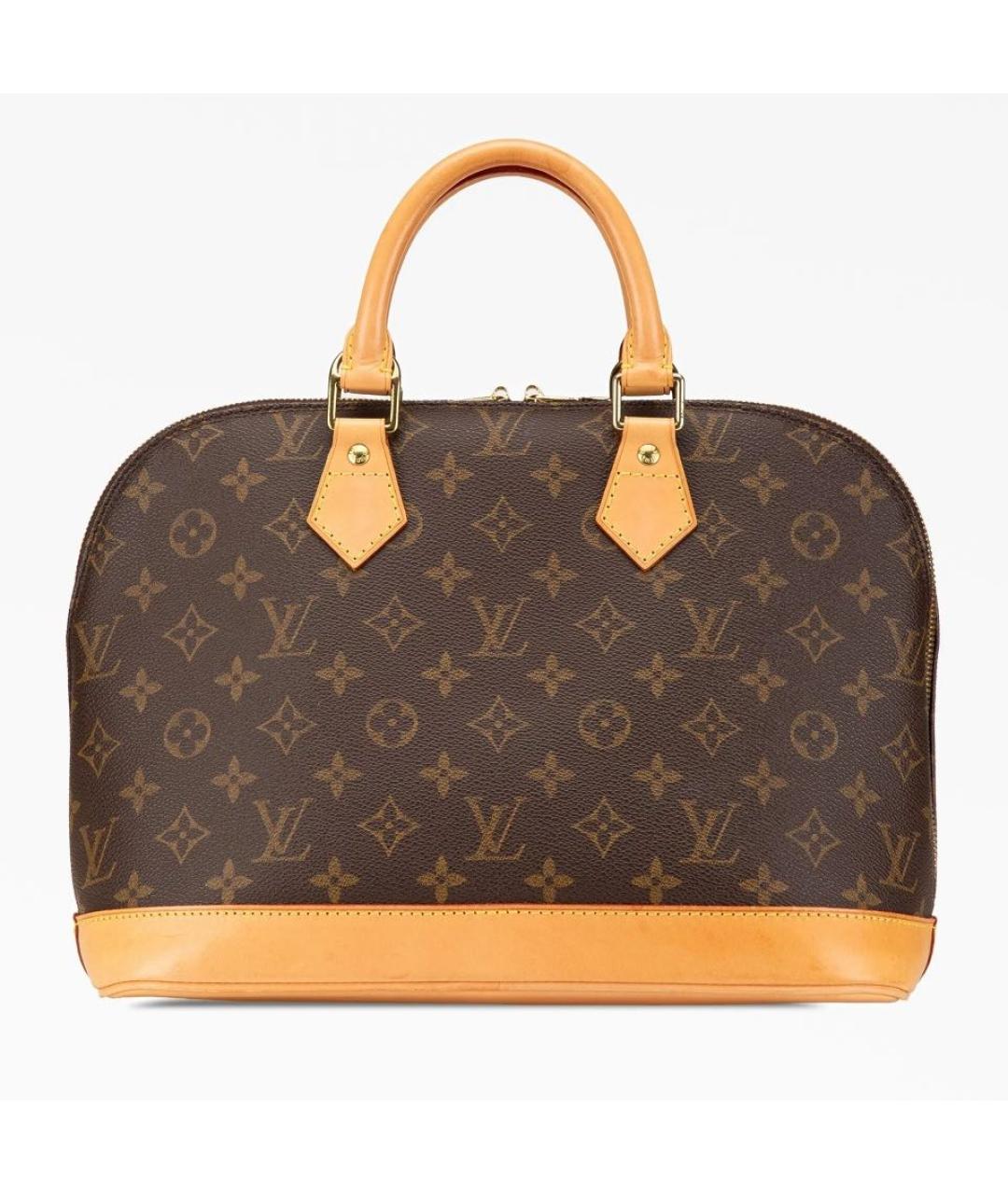LOUIS VUITTON Коричневая кожаная сумка с короткими ручками, фото 9