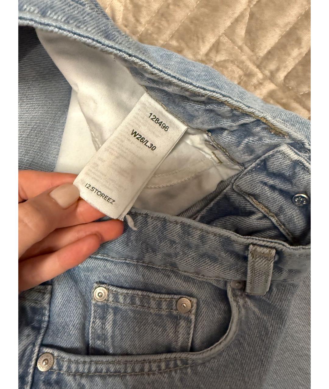 12 STOREEZ Голубые хлопковые джинсы клеш, фото 5