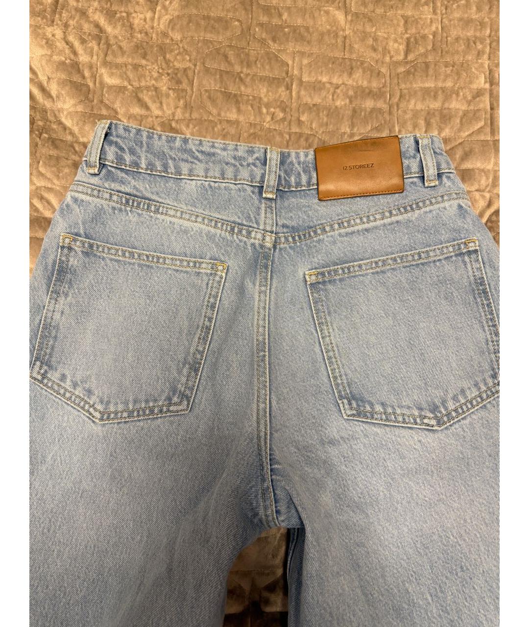 12 STOREEZ Голубые хлопковые джинсы клеш, фото 3