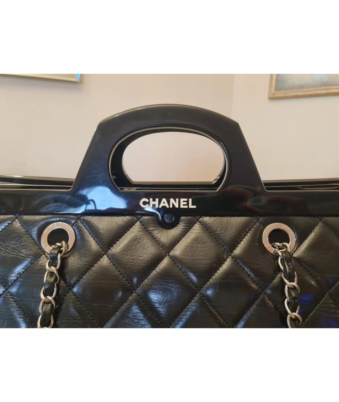 CHANEL Черная кожаная сумка с короткими ручками, фото 7