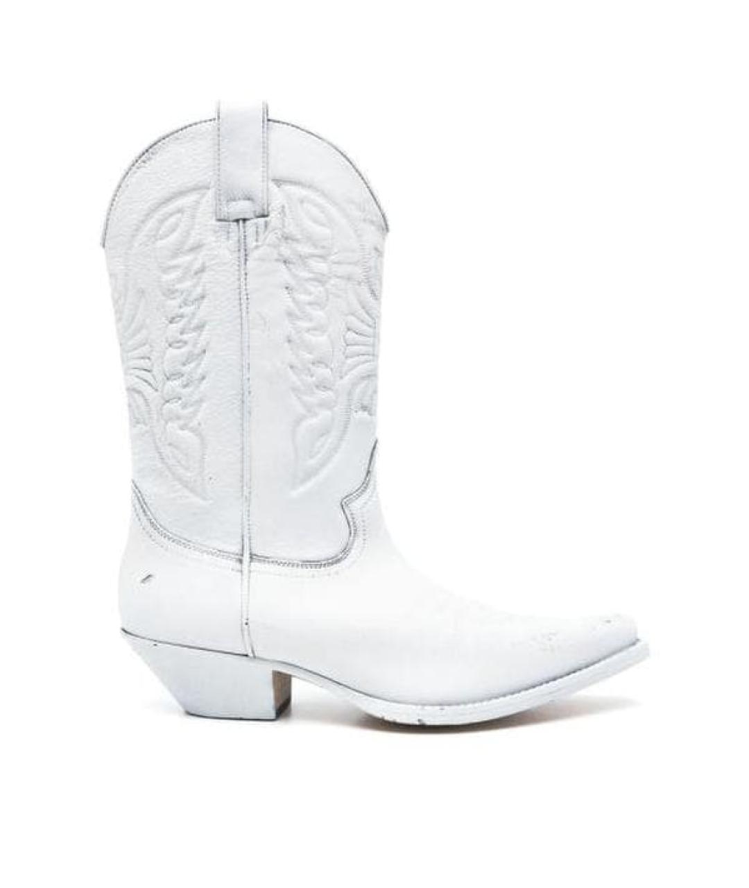 MM6 MAISON MARGIELA Белые кожаные высокие ботинки, фото 1