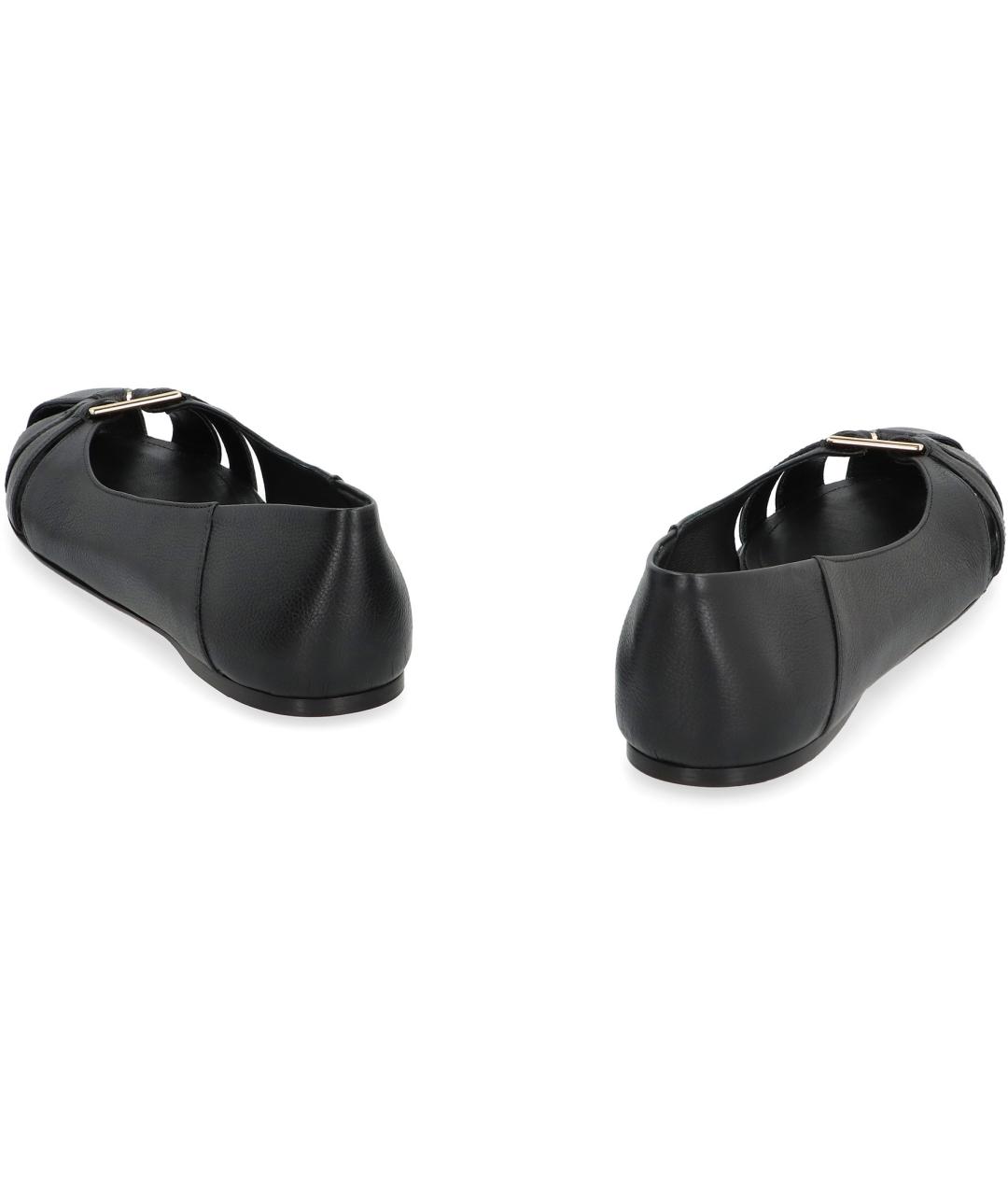 FERRAGAMO Черные кожаные балетки, фото 4