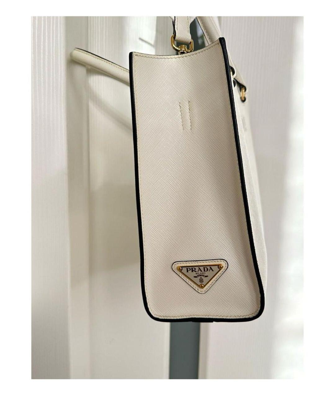 PRADA Белая кожаная сумка тоут, фото 8