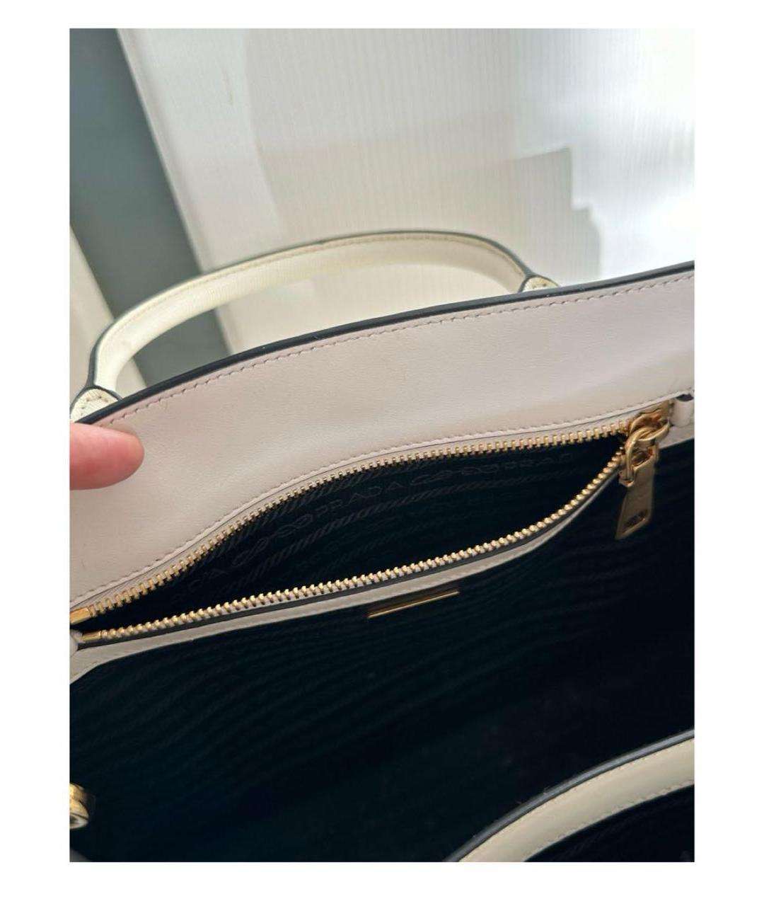 PRADA Белая кожаная сумка тоут, фото 7
