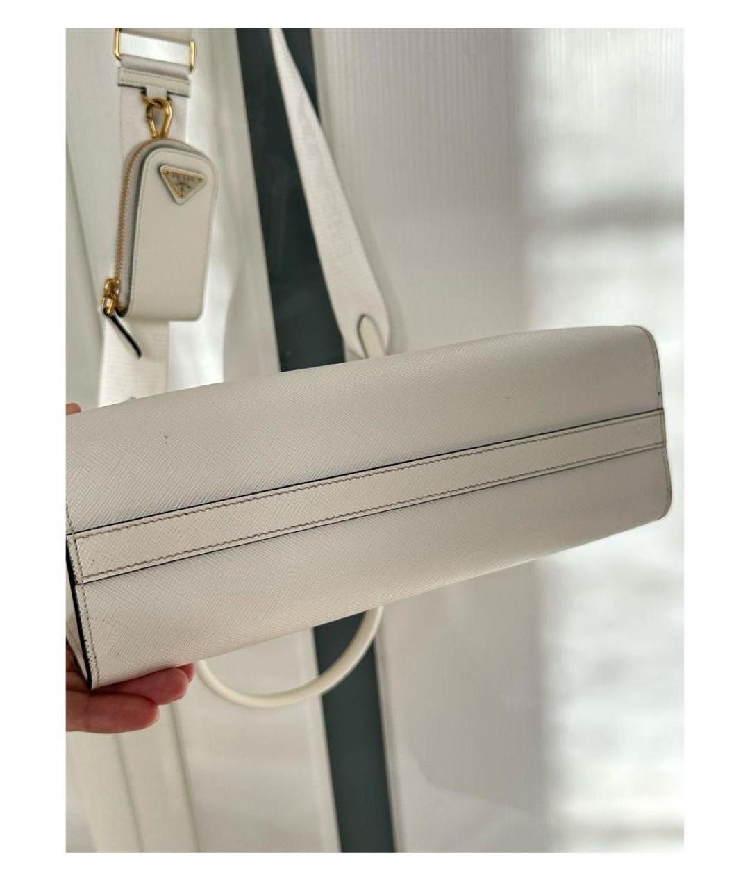 PRADA Белая кожаная сумка тоут, фото 6