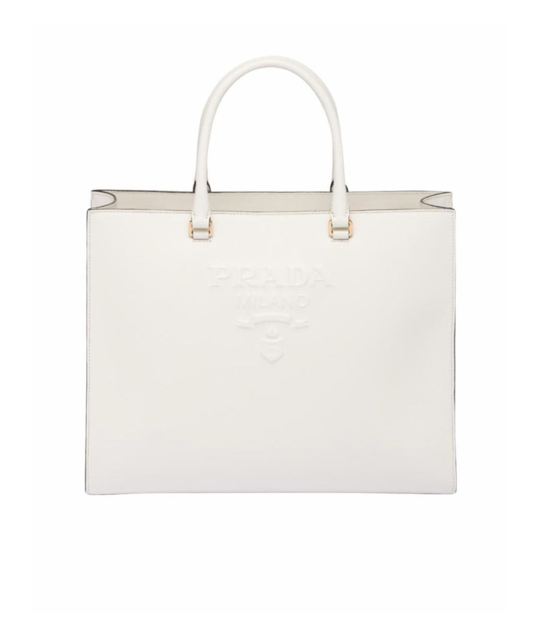 PRADA Белая кожаная сумка тоут, фото 1