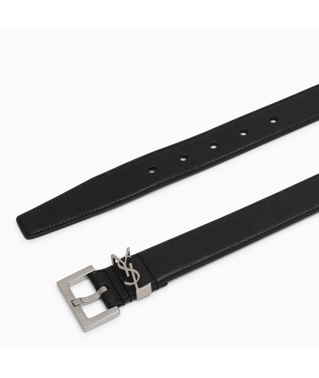 SAINT LAURENT Черный кожаный ремень, фото 2