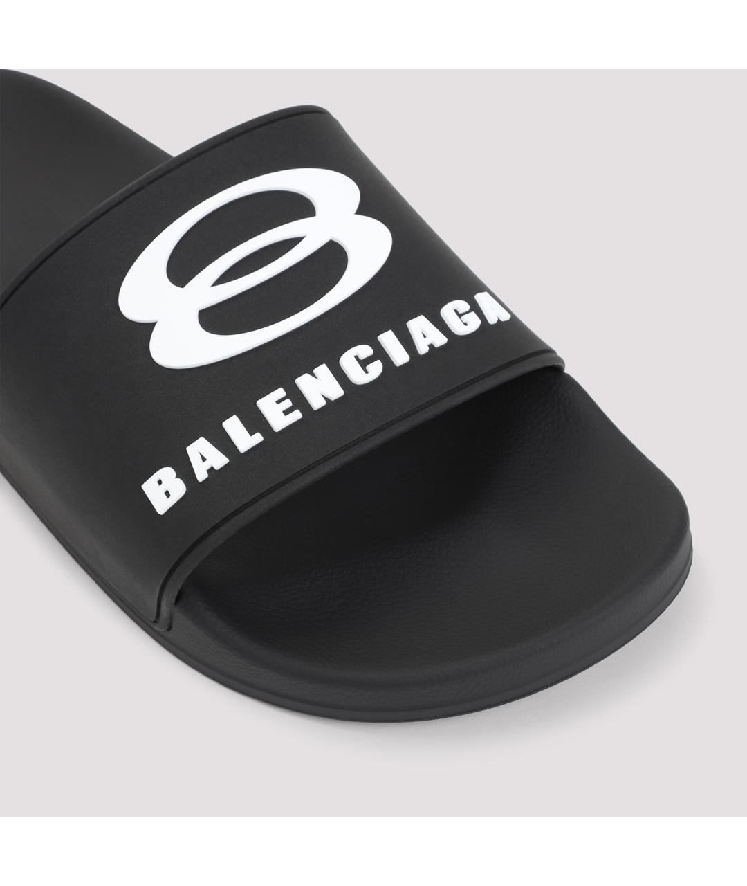 BALENCIAGA Черные резиновые шлепанцы, фото 4