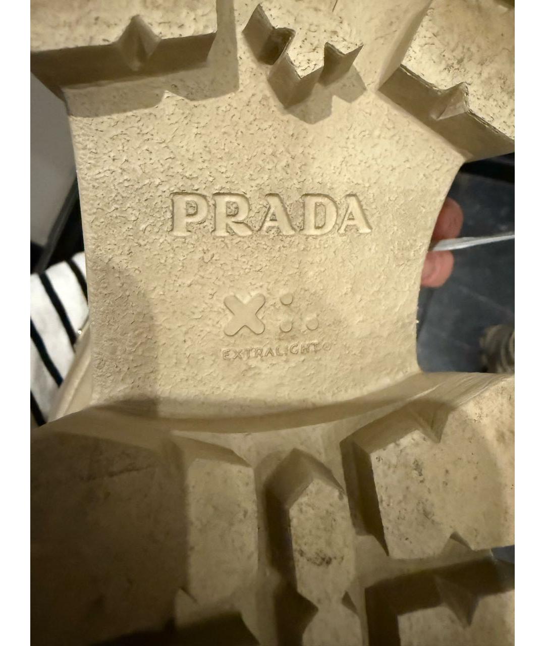 PRADA Бежевые кожаные ботинки, фото 6