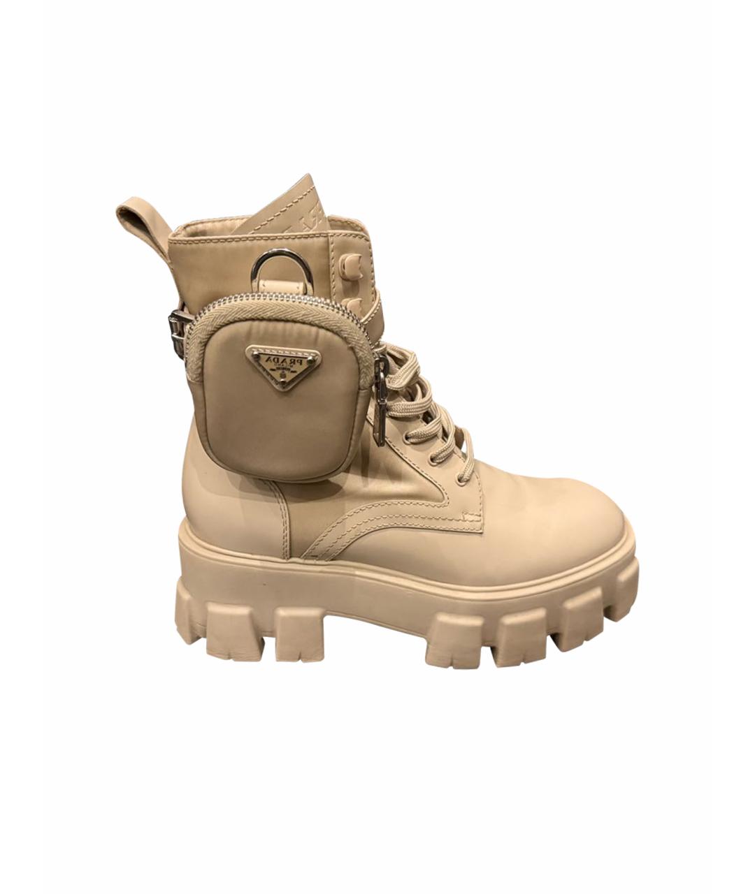 PRADA Бежевые кожаные ботинки, фото 1