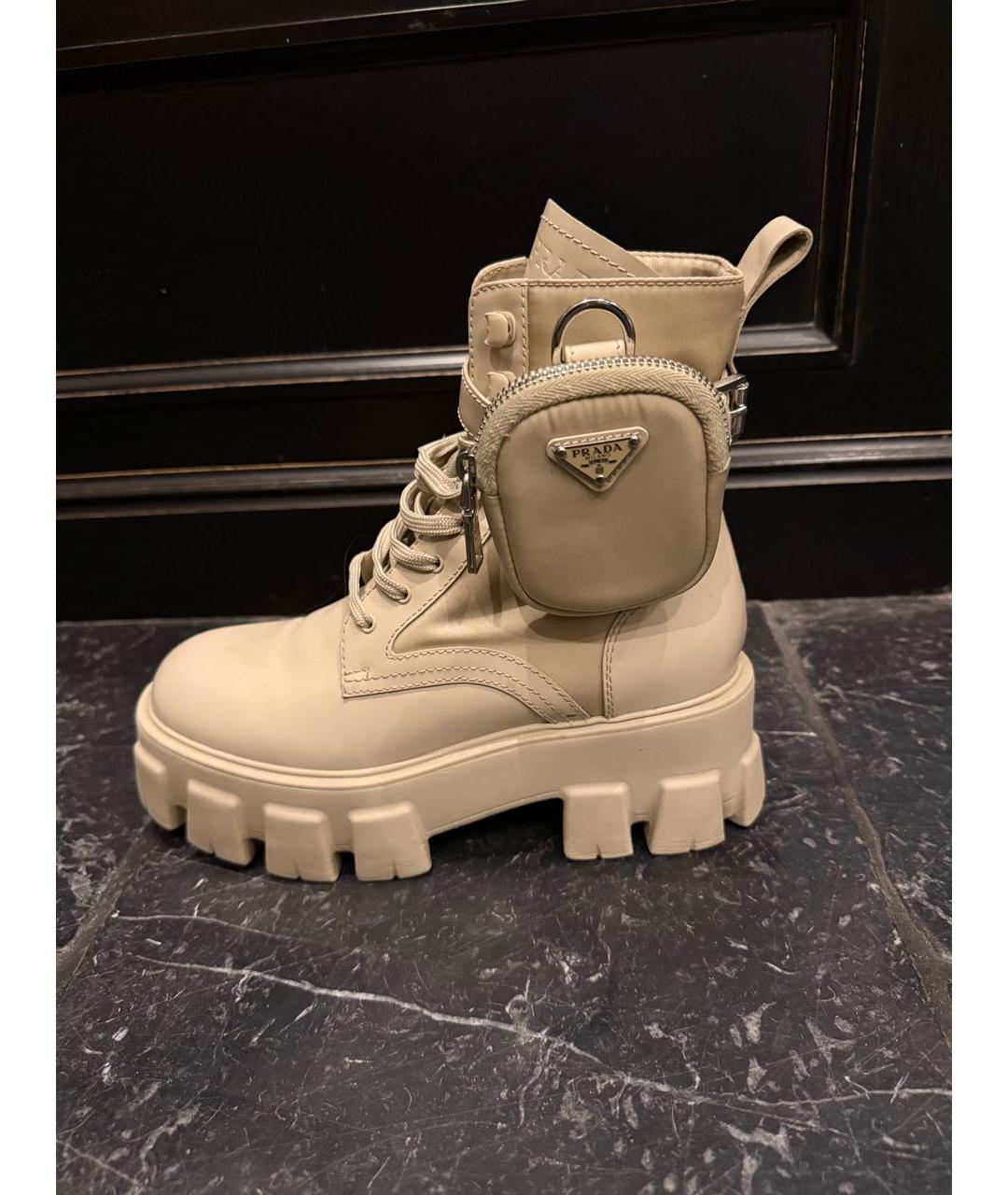 PRADA Бежевые кожаные ботинки, фото 7
