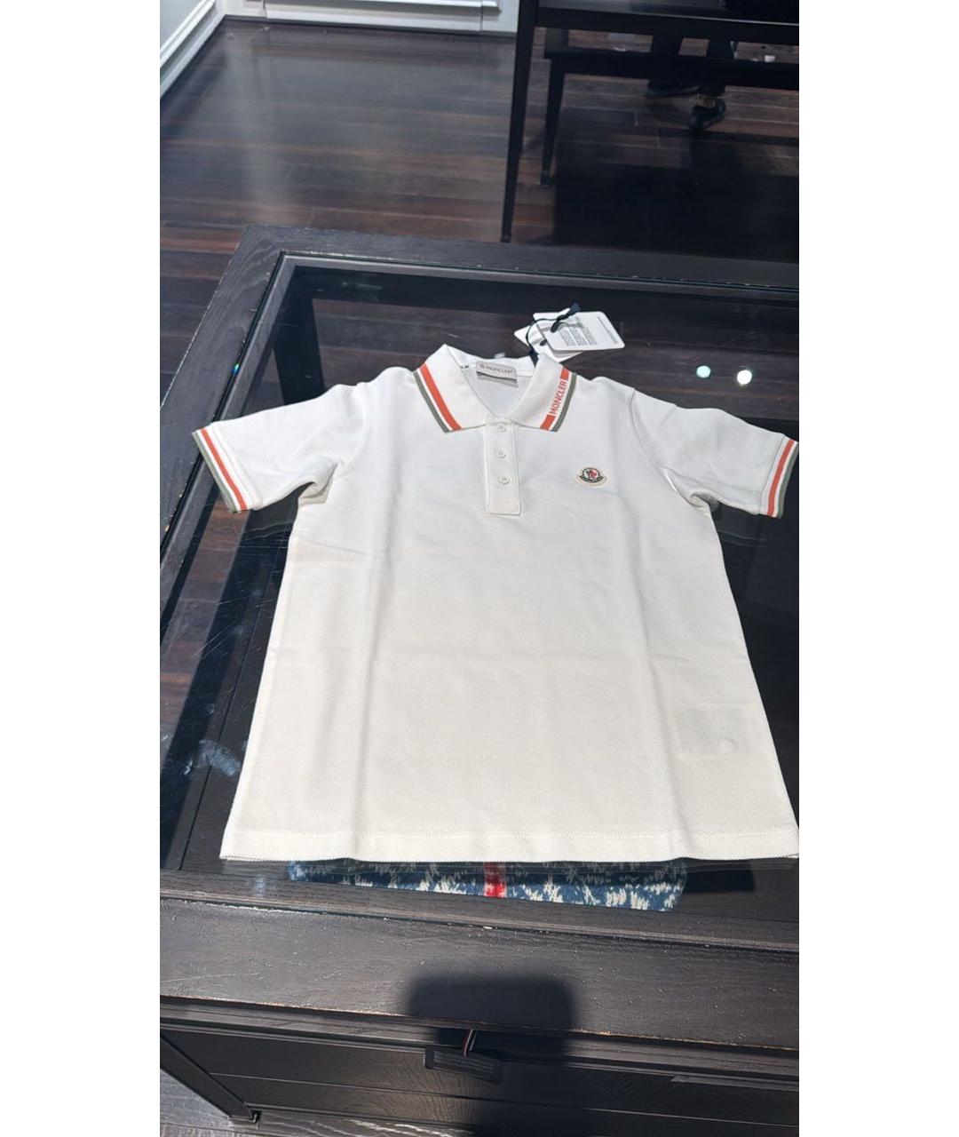 MONCLER Белая хлопковая детская футболка, фото 5