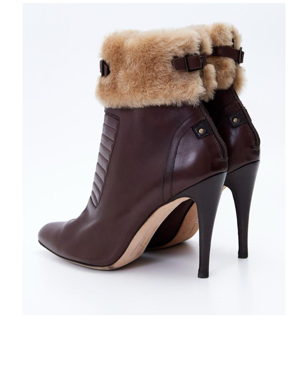 MANOLO BLAHNIK Коричневые кожаные ботильоны, фото 3