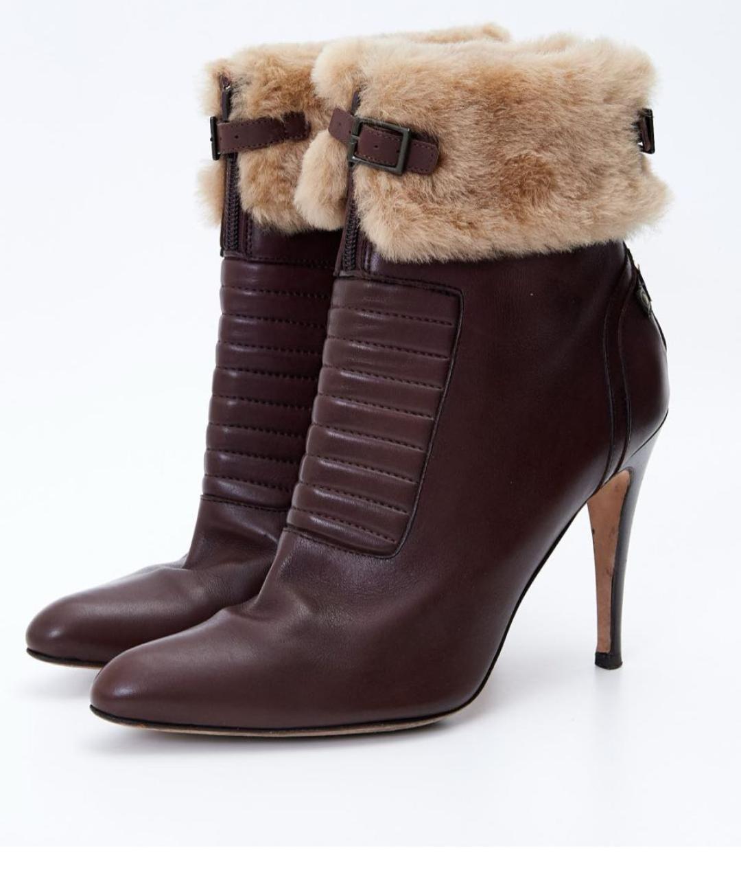 MANOLO BLAHNIK Коричневые кожаные ботильоны, фото 8