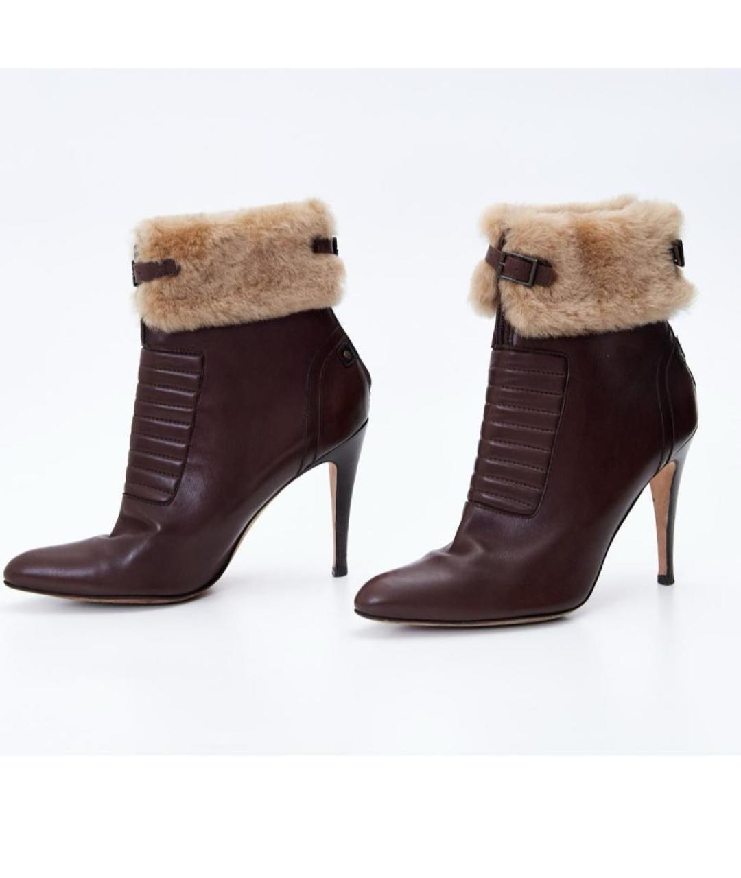 MANOLO BLAHNIK Коричневые кожаные ботильоны, фото 7