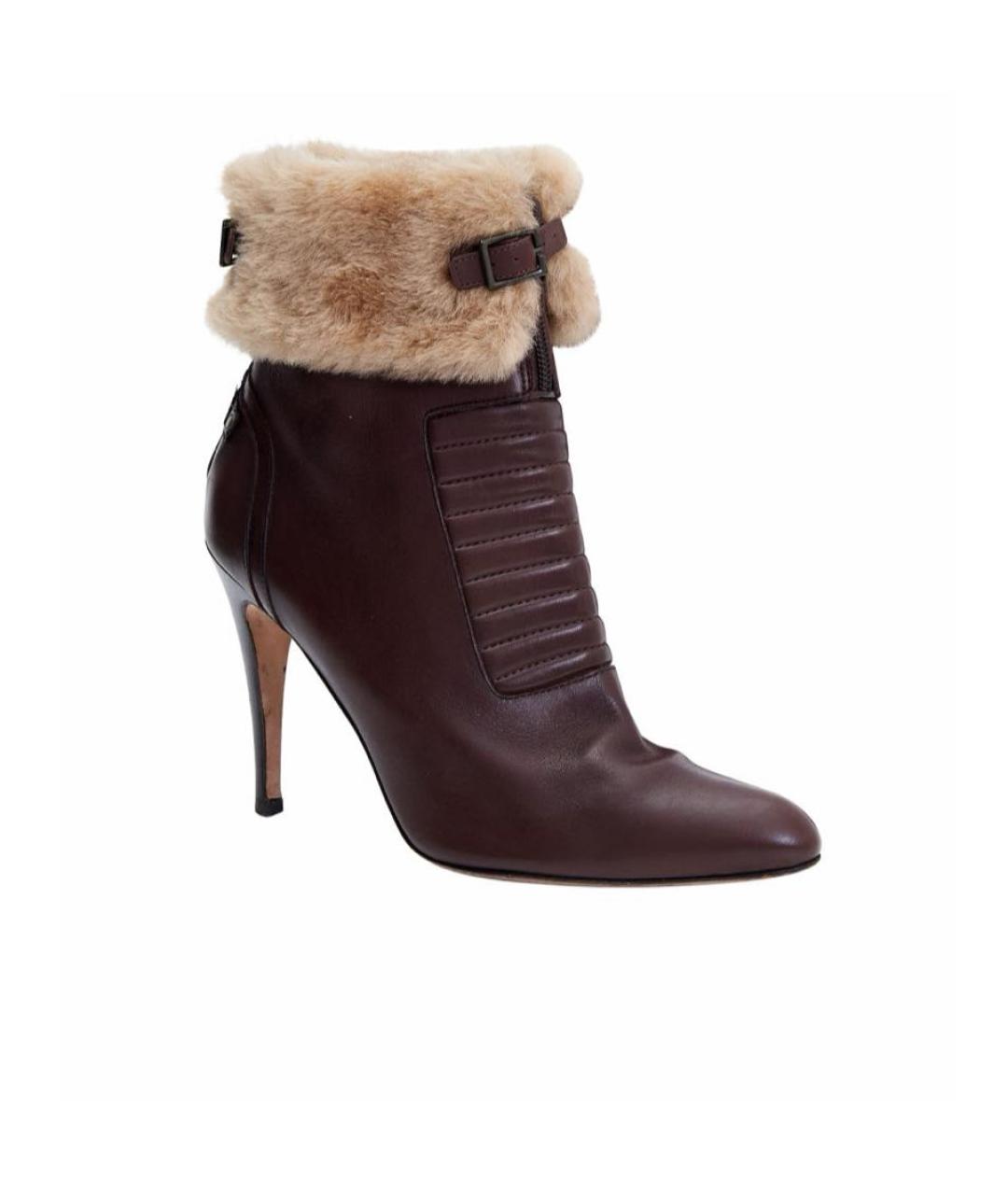 MANOLO BLAHNIK Коричневые кожаные ботильоны, фото 6