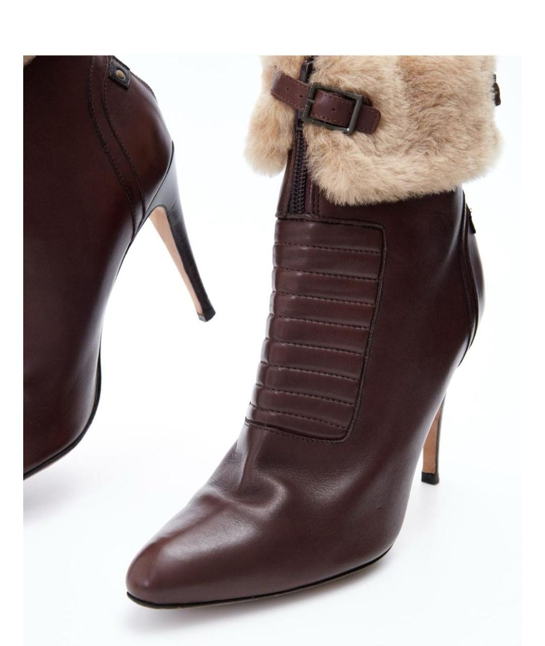 MANOLO BLAHNIK Коричневые кожаные ботильоны, фото 2