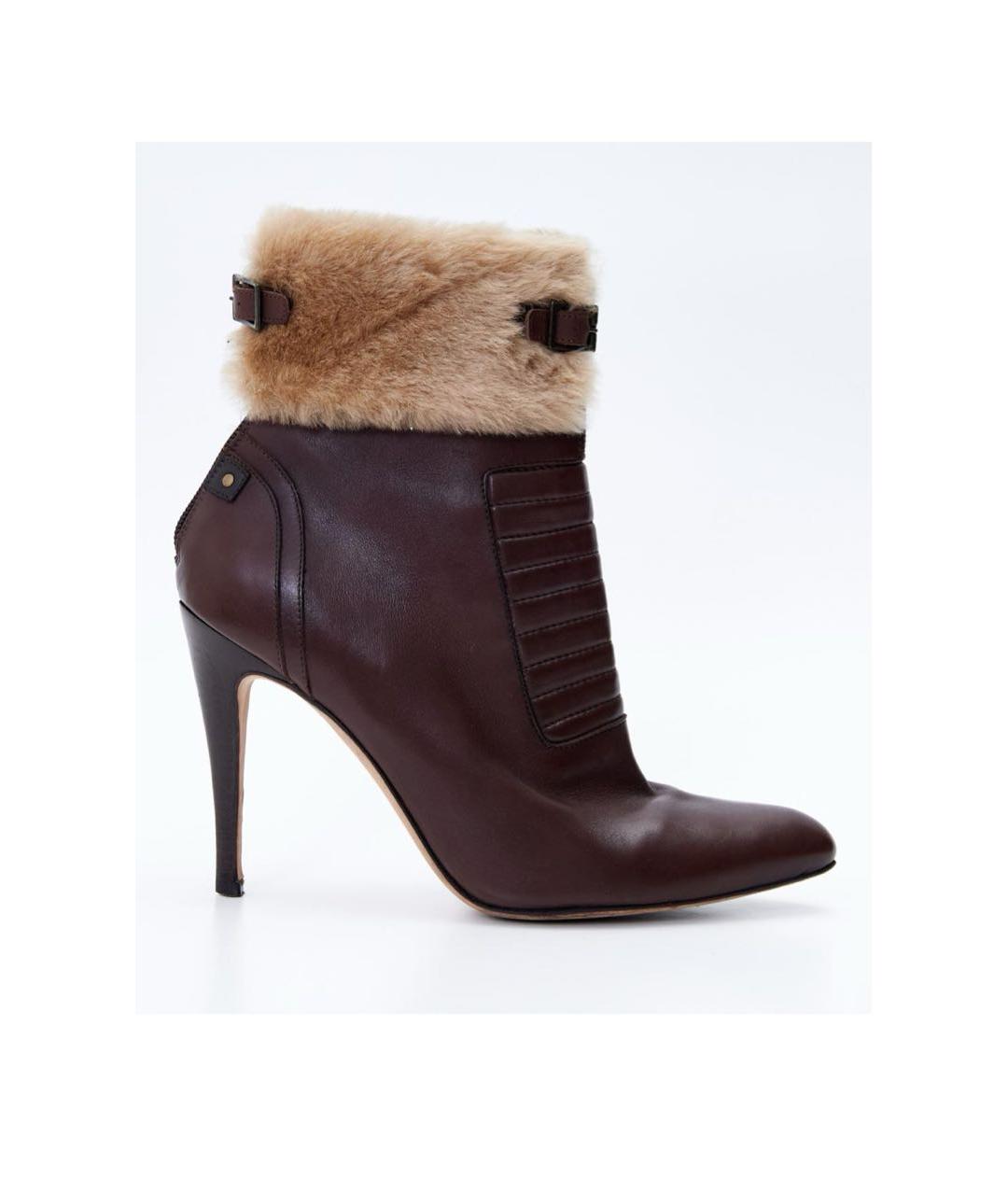 MANOLO BLAHNIK Коричневые кожаные ботильоны, фото 9