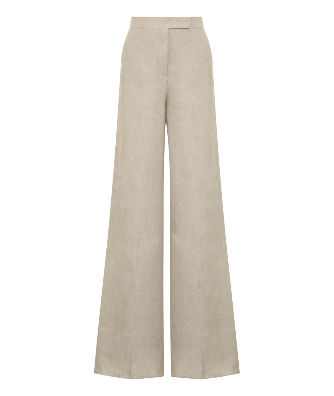 MAX MARA Бежевые льняные прямые брюки, фото 1