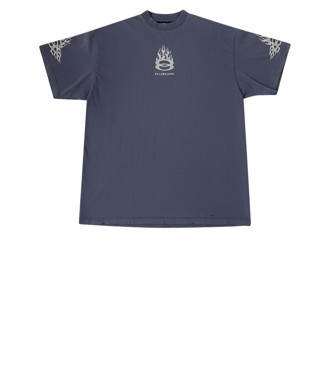 BALENCIAGA Синяя хлопковая футболка, фото 1