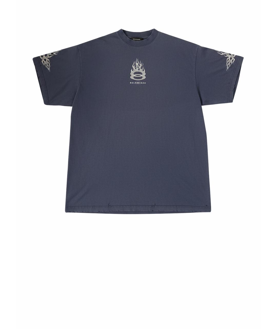 BALENCIAGA Синяя хлопковая футболка, фото 5