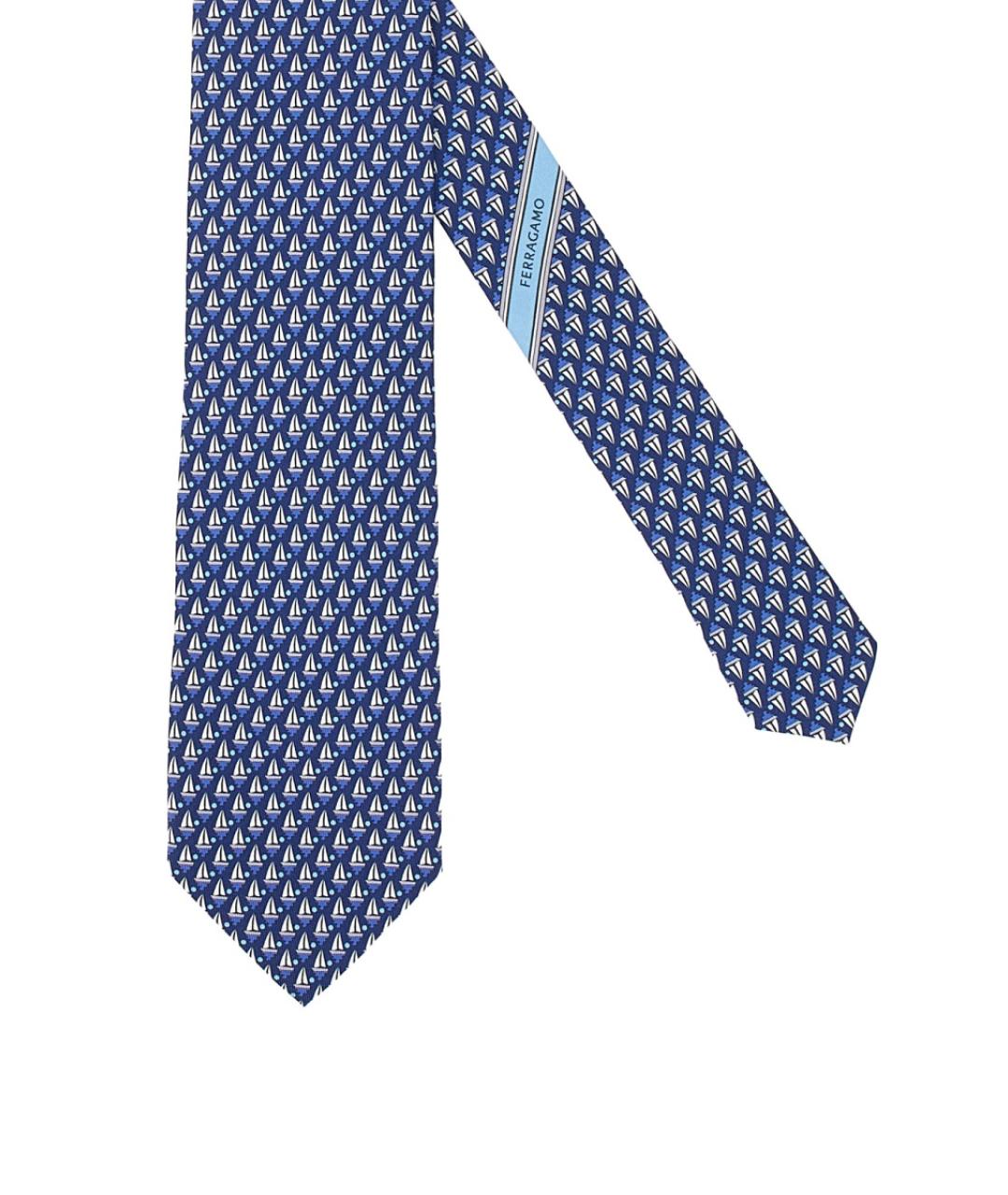 FERRAGAMO Синий шелковый галстук, фото 2
