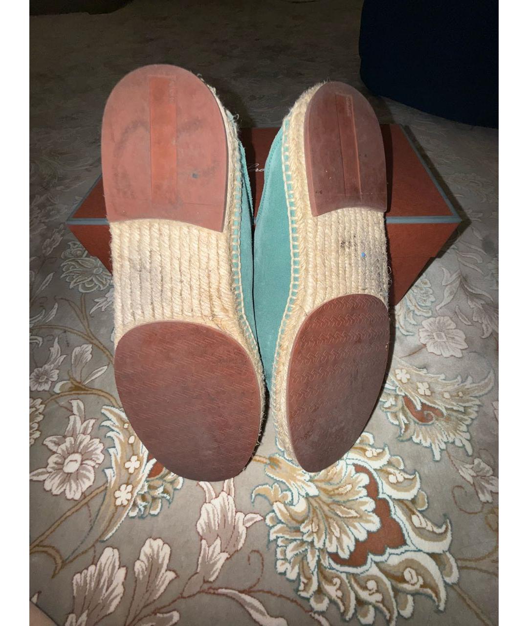 LORO PIANA Бирюзовые замшевые эспадрильи, фото 4