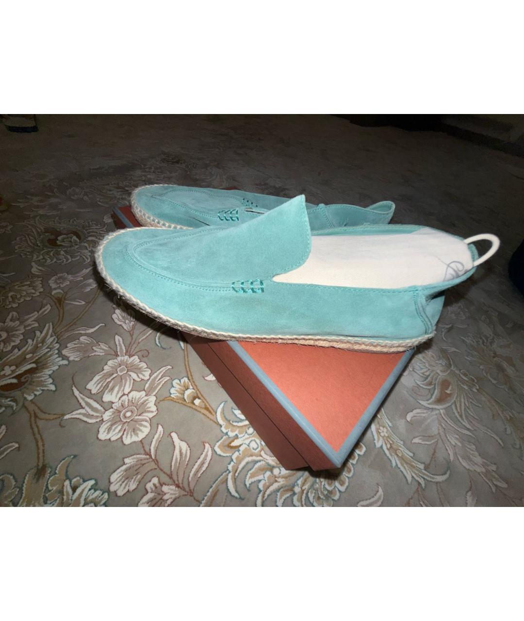 LORO PIANA Бирюзовые замшевые эспадрильи, фото 5