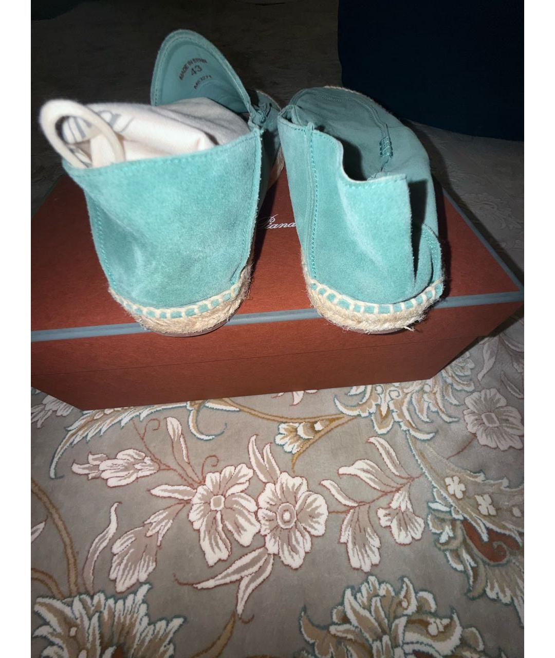 LORO PIANA Бирюзовые замшевые эспадрильи, фото 3
