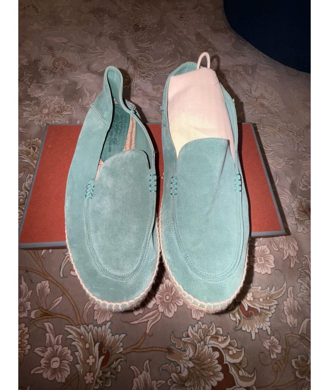 LORO PIANA Бирюзовые замшевые эспадрильи, фото 2