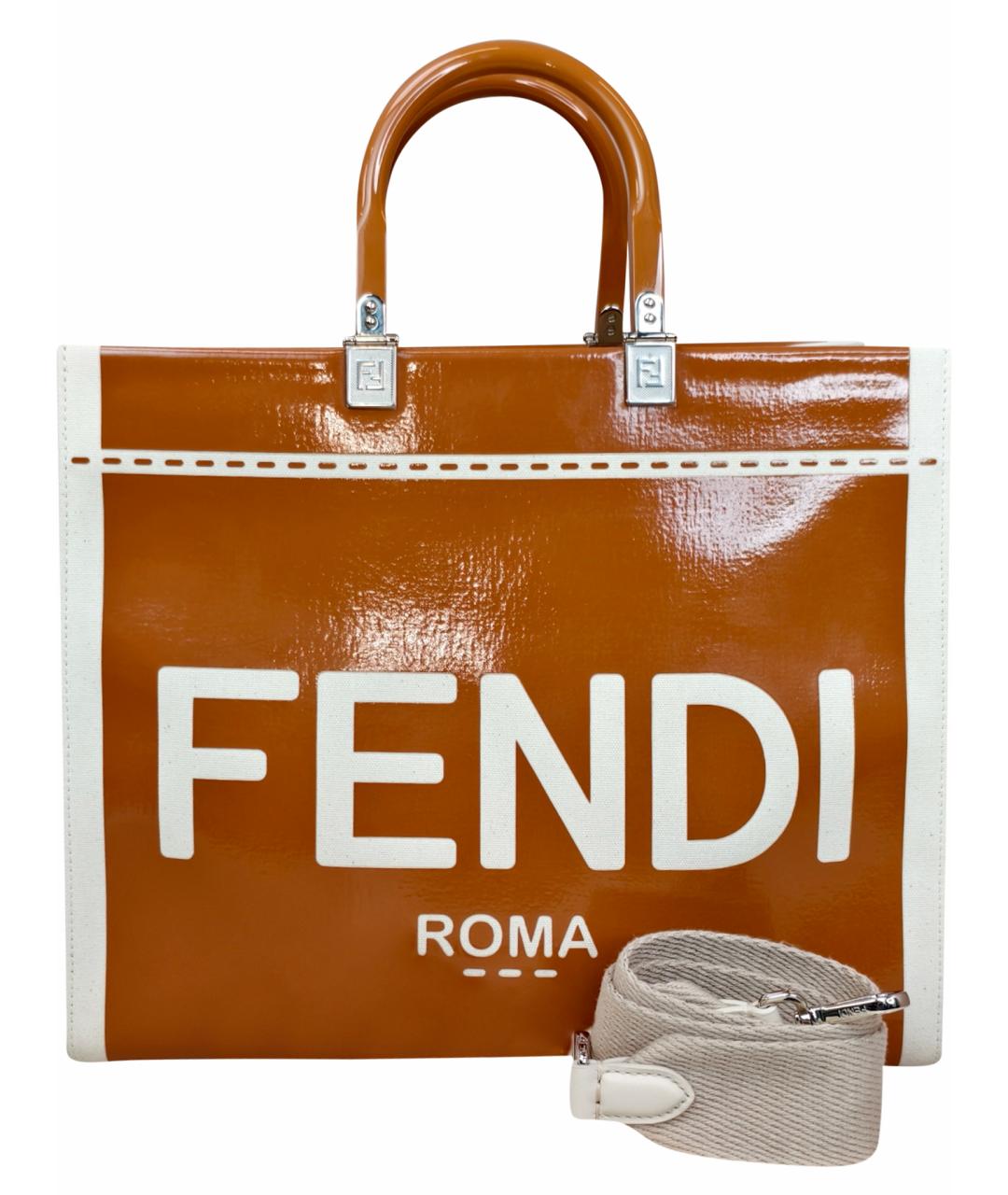 FENDI Коричневая кожаная сумка через плечо, фото 1