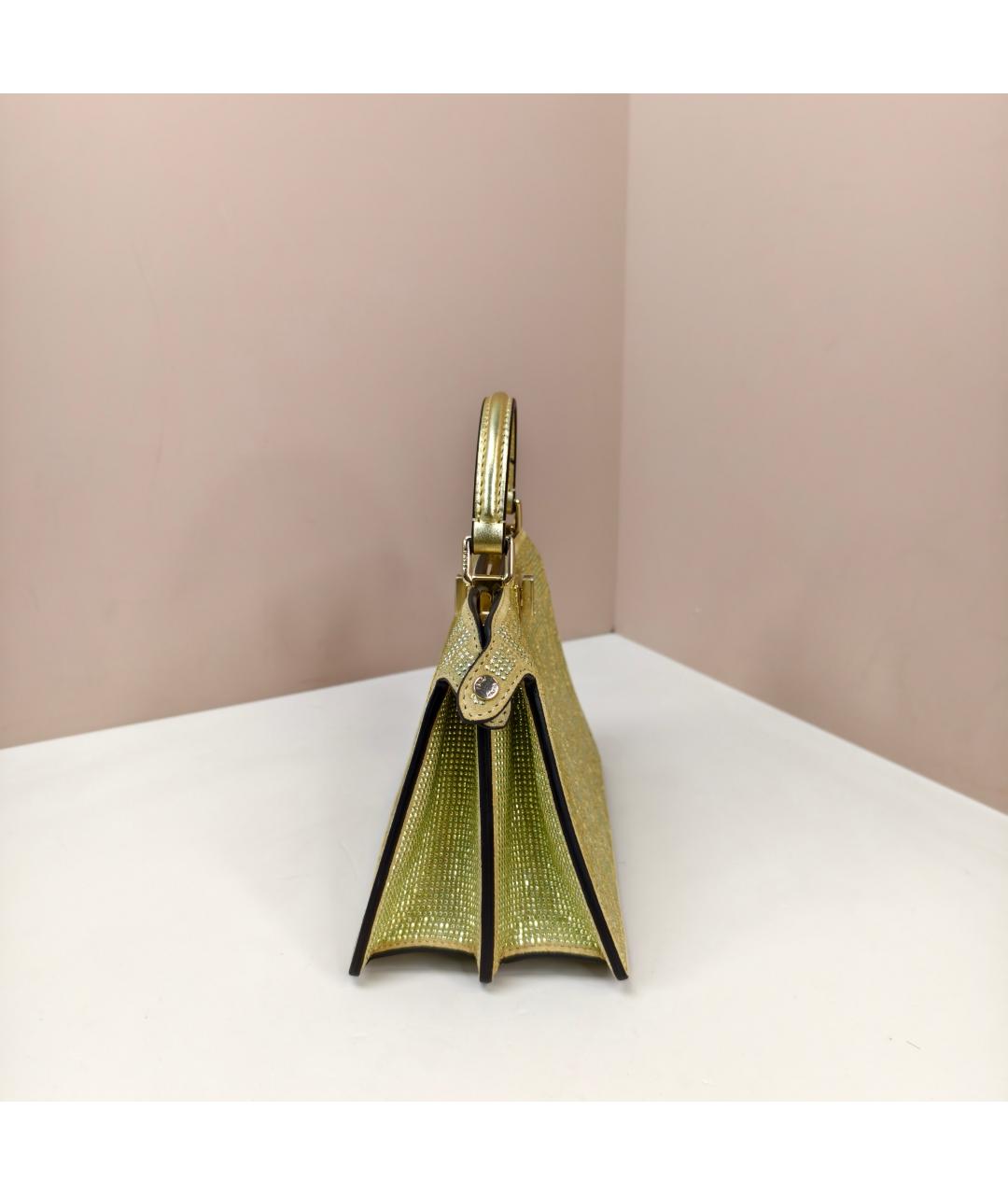 FENDI Золотая кожаная сумка с короткими ручками, фото 6