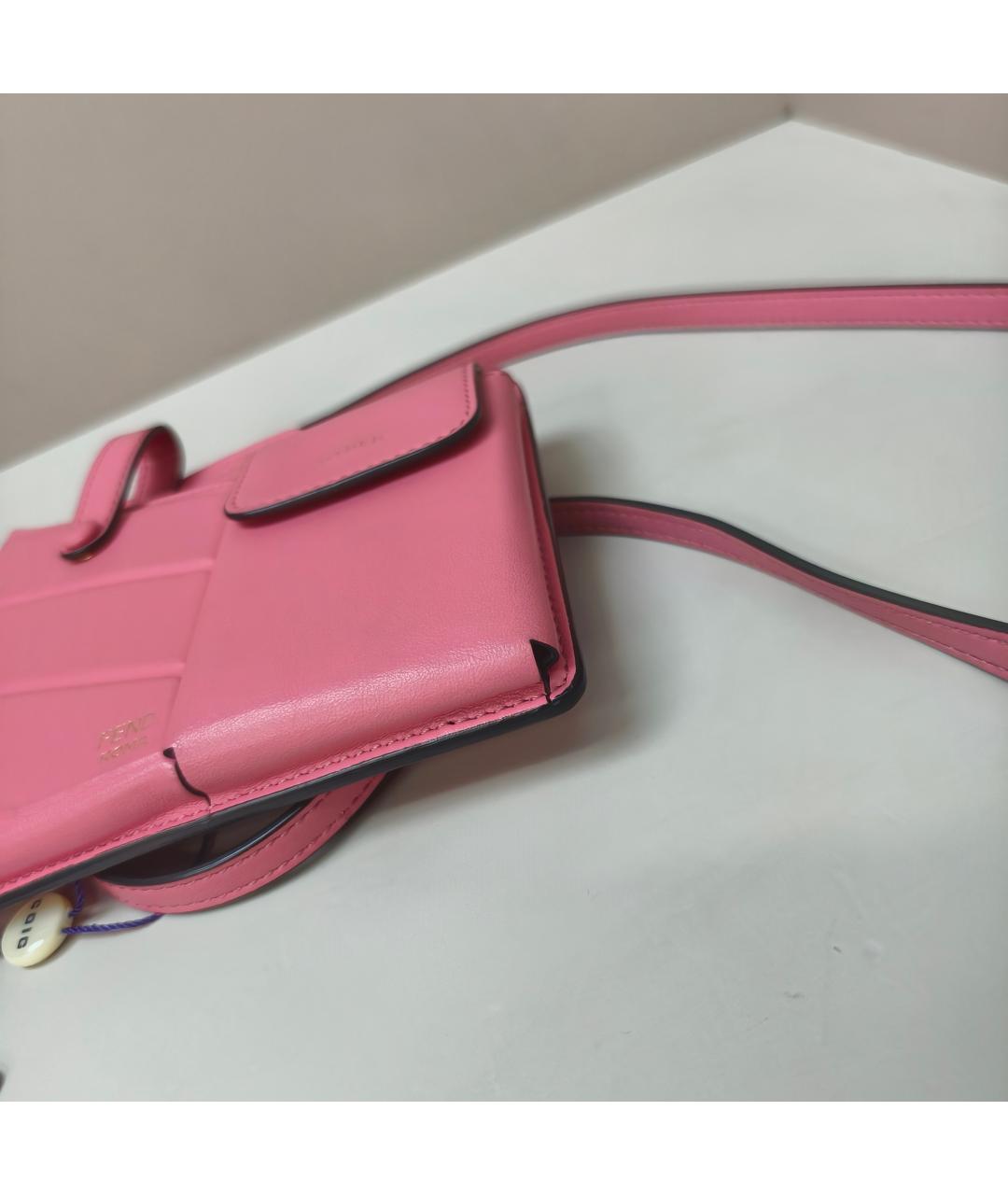 FENDI Розовая кожаная сумка через плечо, фото 5